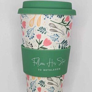 Follow His Star to Bethlehem Bamboo Tumbler with silicone sleeve and lid